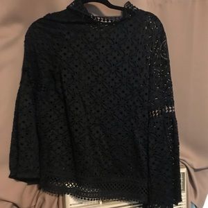 Lace see through top size small bell sleeve